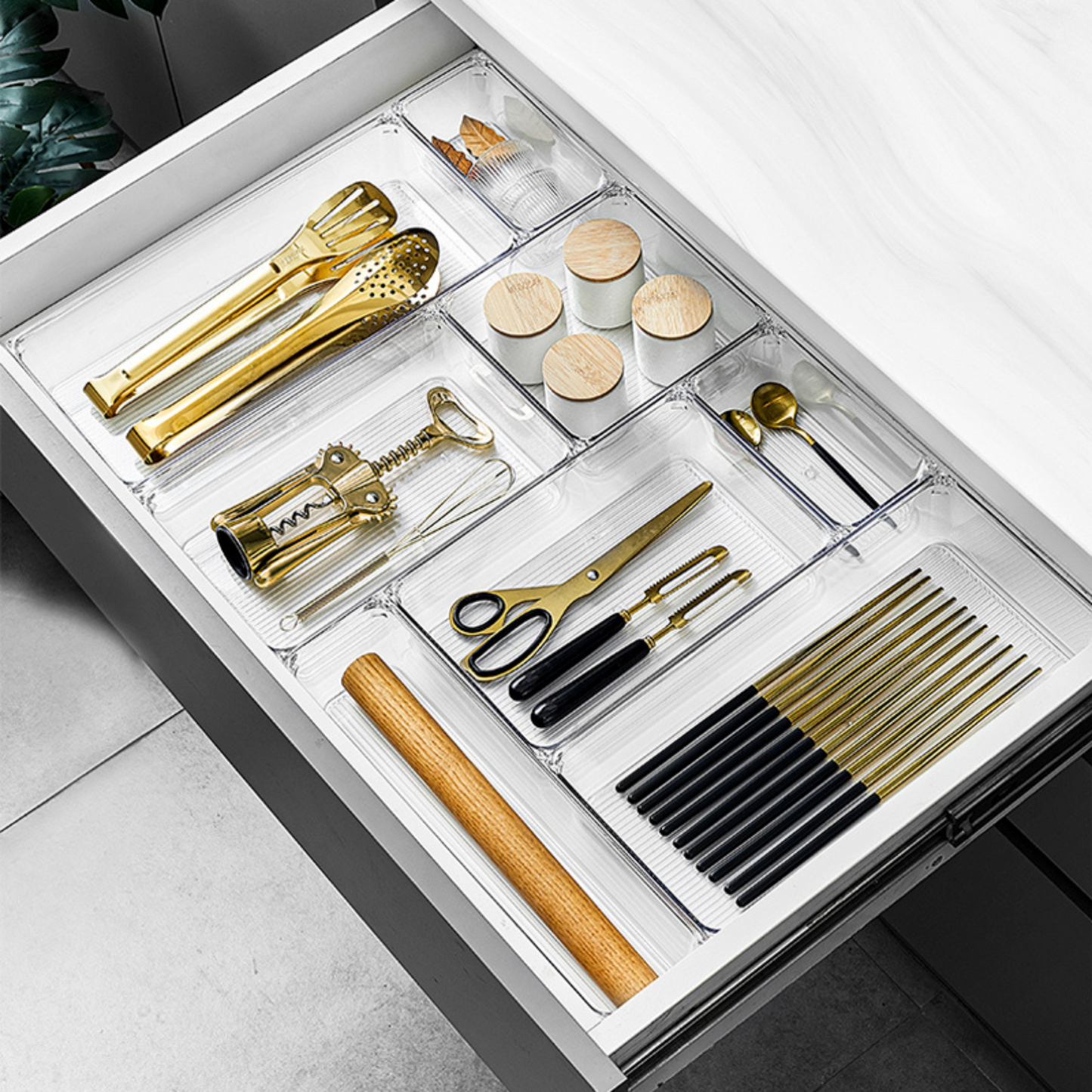 8pc Clear Drawer Organiser Set